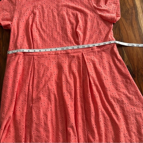 1X Hutch Anthropologie Coral Eyelet Box Pleat Fit & Flare Dress with Pockets - Picture 8 of 10